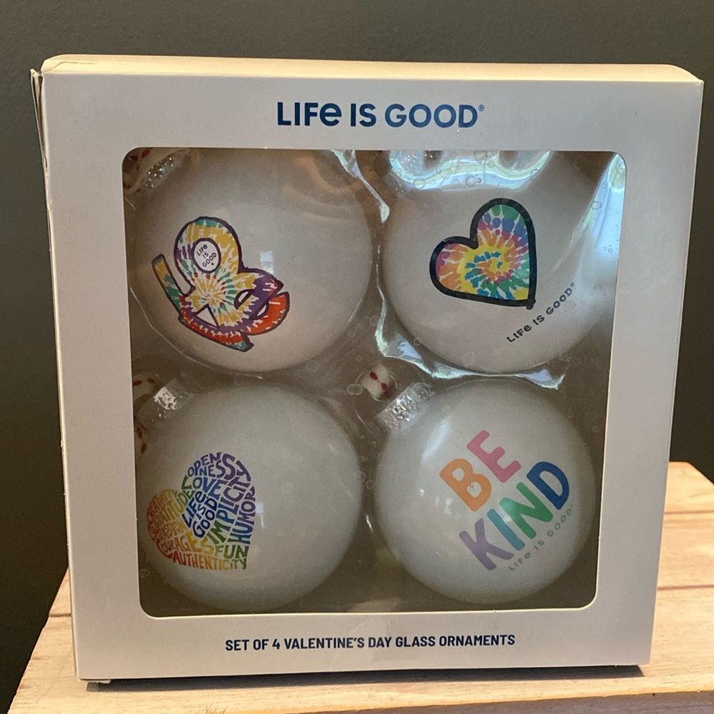 Life is Good Valentines Day Pride Ornaments Set of 4 -New Love is Love